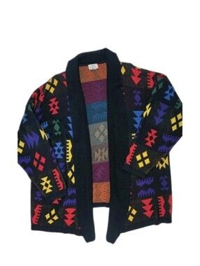 CST Studio Vintage Open Front Asymmetrical Cardigan Sweater Size 2X Aztec
